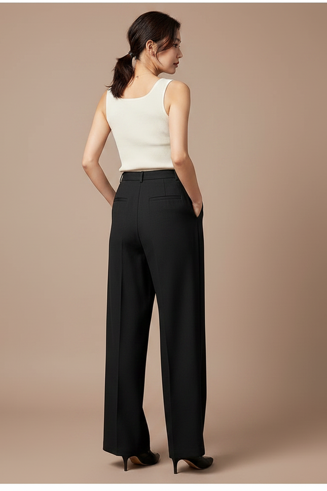 Pantalon Large Japonais Femme - Noir Gabardine - vue 2