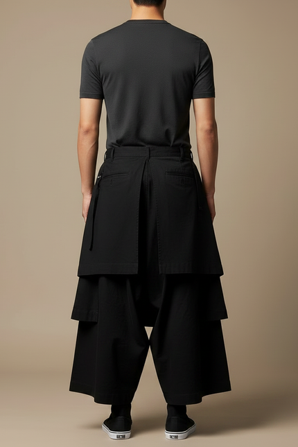 Pantalon Japonais Noir Ample Coton Gothique Streetwear - vue 2