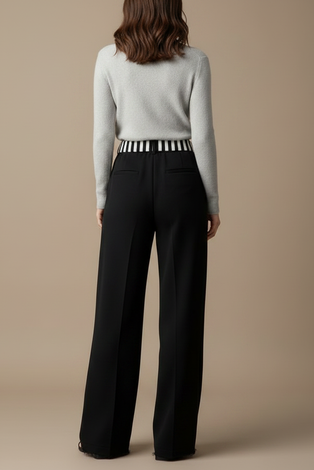 Pantalon Japonais Noir Large Chat Brodé Décontracté - Molleton - vue 2