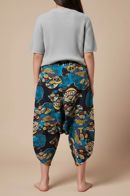 Pantalon Japonais Harem Coton Imprimé Ethnique Ample - Multicolore - vue 2