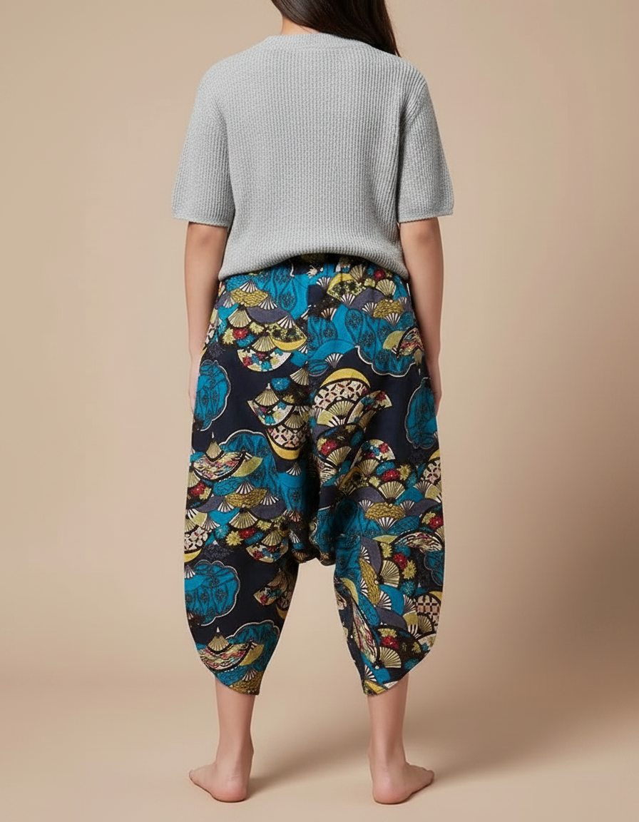 Pantalon Japonais Harem Coton Imprimé Ethnique Ample - Multicolore - vue 2