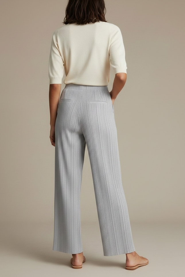 Pantalon Japonais Gris Plissé Ample Fluide Élégant - Polyester - vue 2