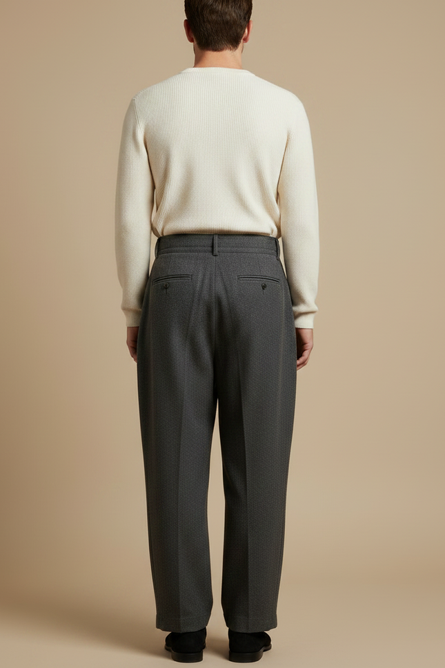 Pantalon Japonais Gris Anthracite Ample Plissé Homme - Laine - vue 2