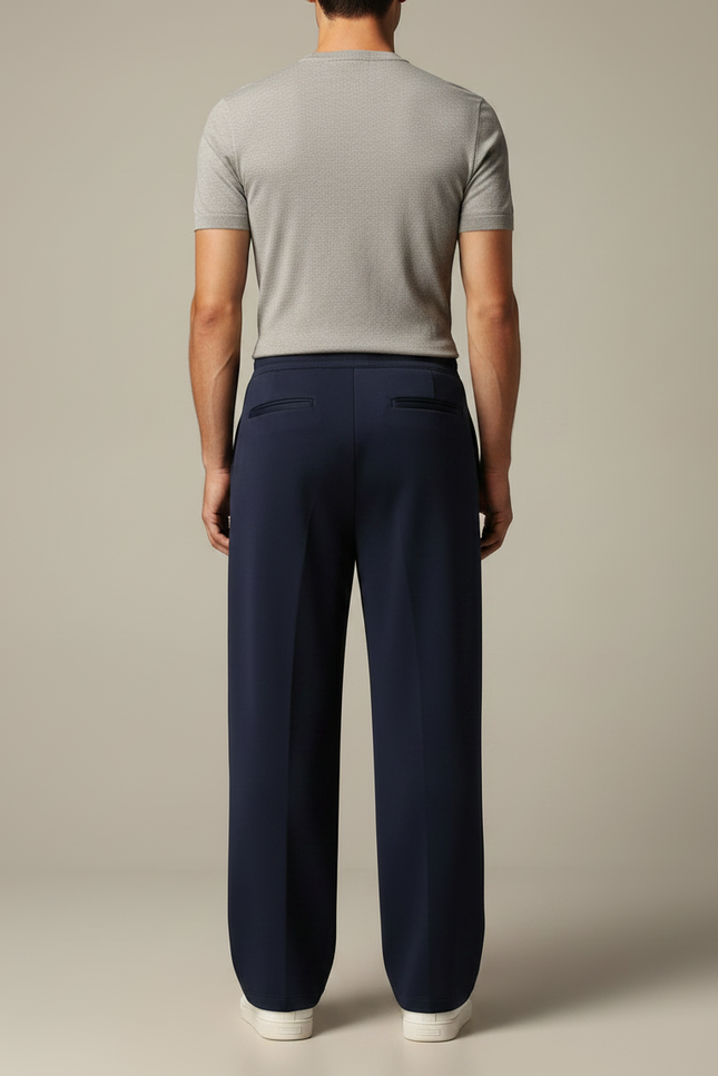 Pantalon Japonais Bleu Marine Ample Droit Sport Cordon - Molleton - vue 2