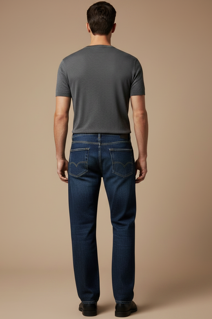 Pantalon Japonais Denim Brodé Koi Ample Homme - Bleu Jean - vue 2