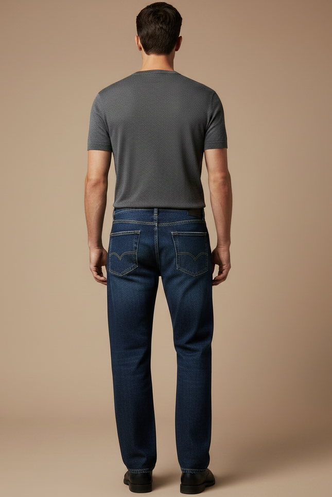 Pantalon Japonais Denim Brodé Koi Ample Homme - Bleu Jean - vue 2