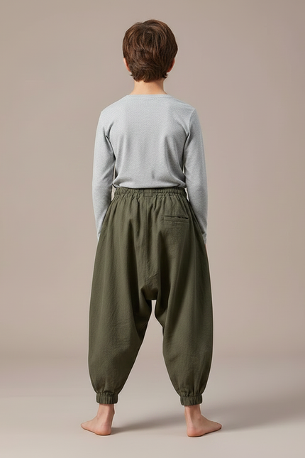Pantalon Japonais Kaki Ample Coton Enfant - vue 2