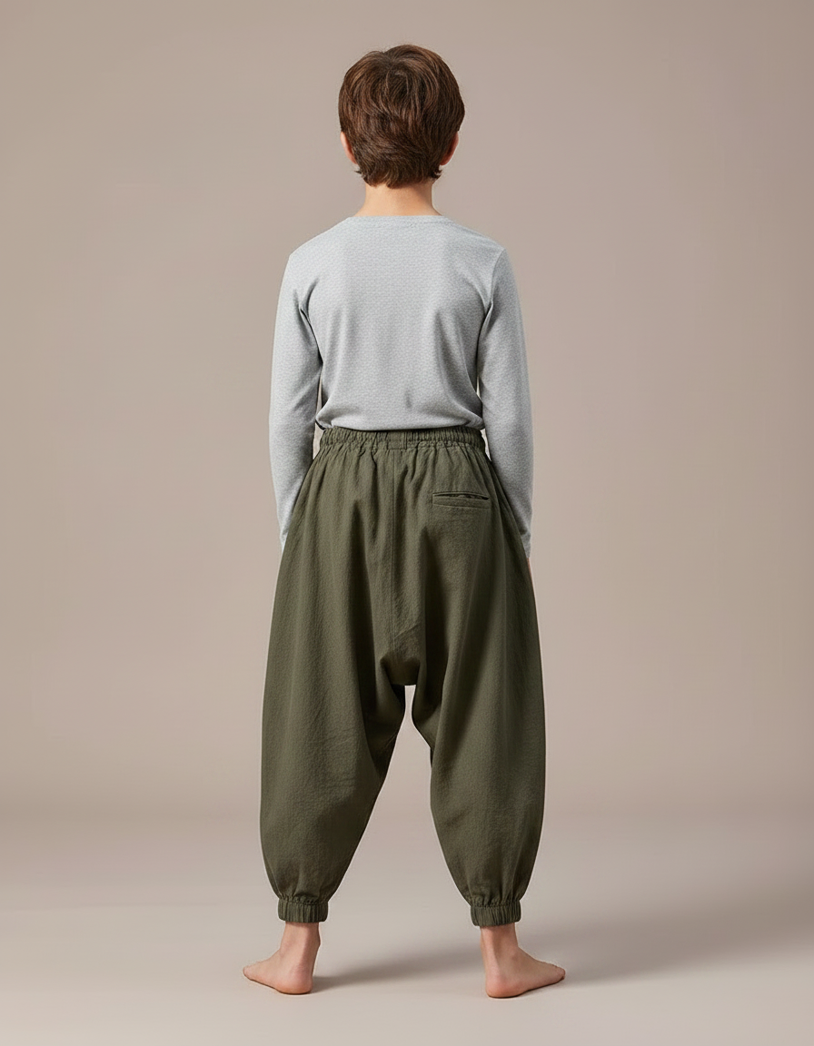 Pantalon Japonais Kaki Ample Coton Enfant - vue 2