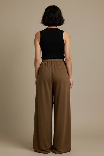 Pantalon Japonais Marron Ample Fluide Décontracté Femme - Molleton - vue 2