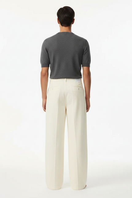 Pantalon Japonais Beige Côtelé Ample Décontracté Homme - Cordé - vue 2