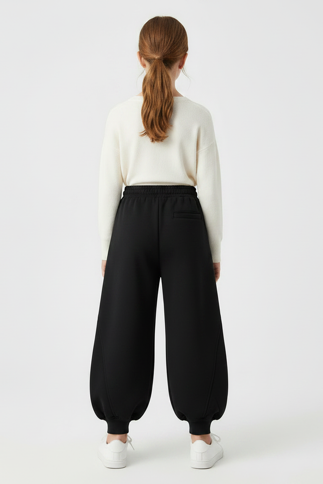 Pantalon Japonais Noir Bouffant Ample Confortable Fille - Molleton - vue 2