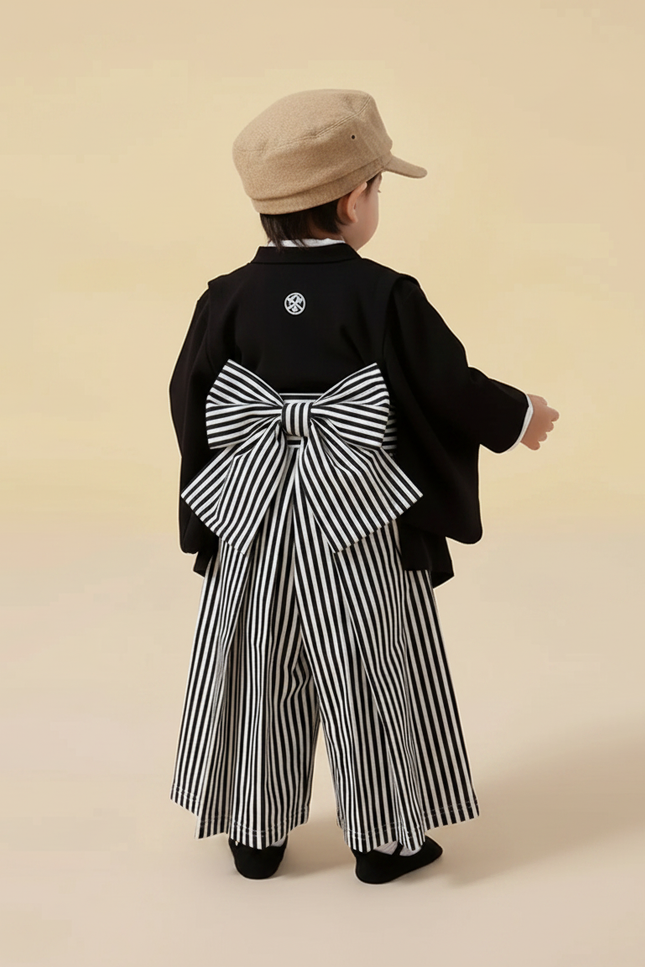 Pantalon Japonais Rayé Ample Fluide Noir Blanc - Multicolore Viscose