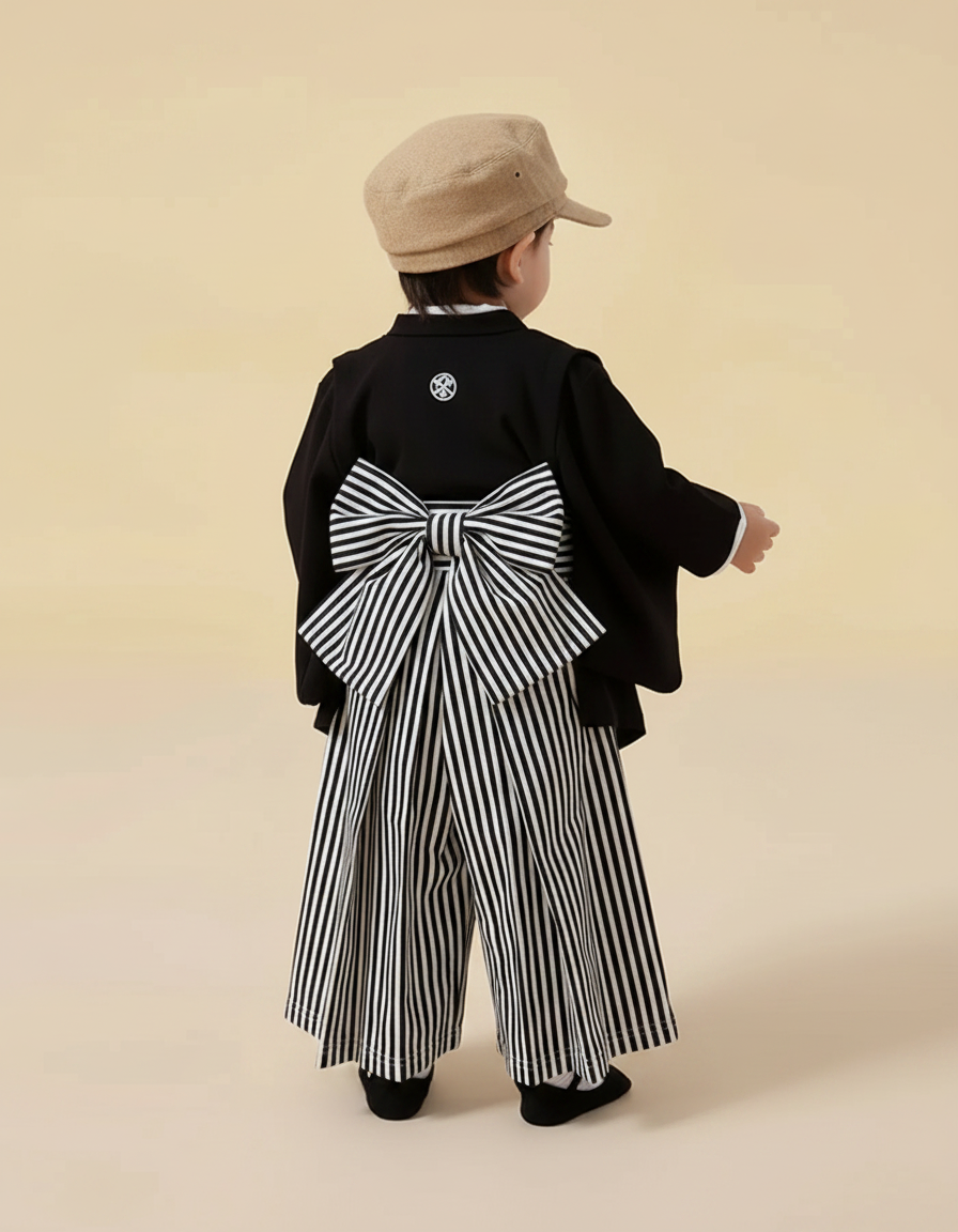 Pantalon Japonais Rayé Ample Fluide Noir Blanc - Multicolore Viscose