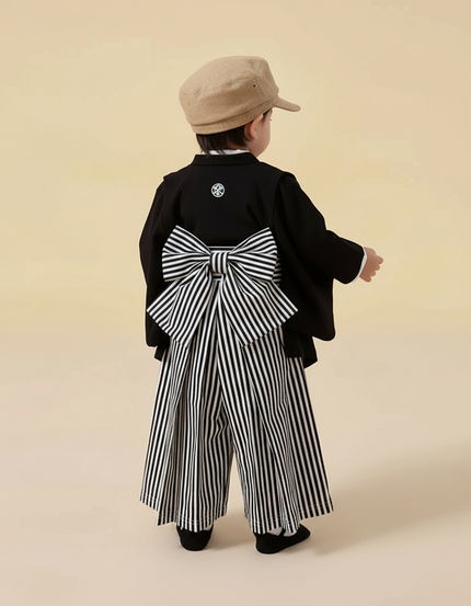 Pantalon Japonais Rayé Ample Fluide Noir Blanc - Multicolore Viscose