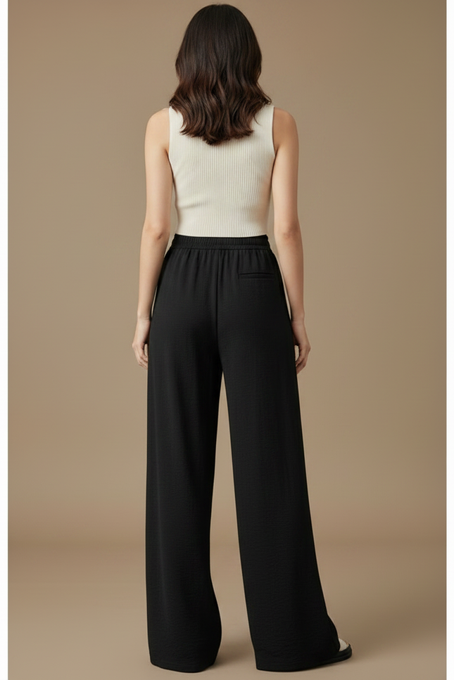 Pantalon Japonais Femme Noir Large Lin - Viscose - vue 2