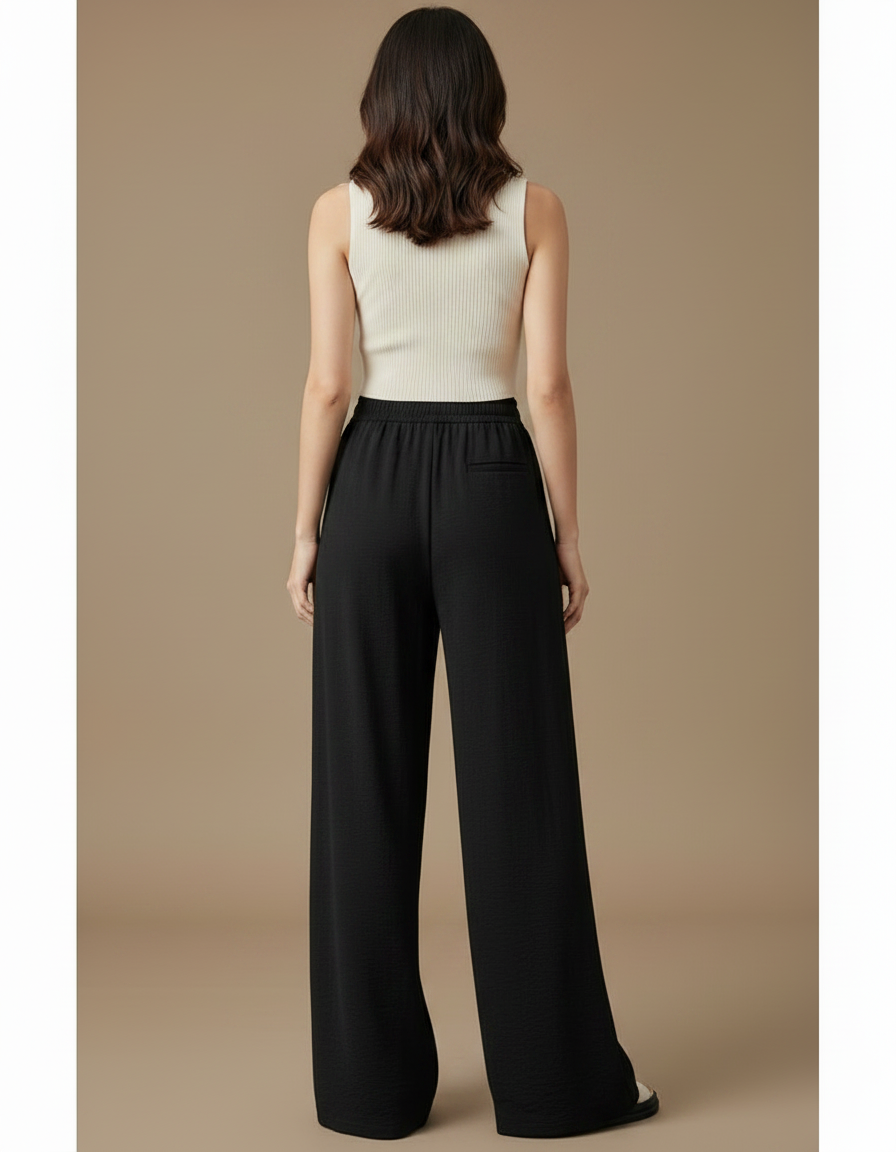 Pantalon Japonais Femme Noir Large Lin - Viscose - vue 2