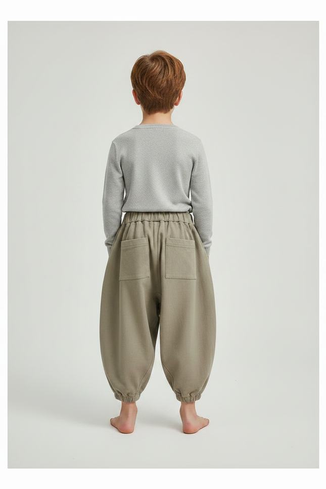 Pantalon Japonais Kaki Ample Harem Décontracté Enfant - Toile - vue 2