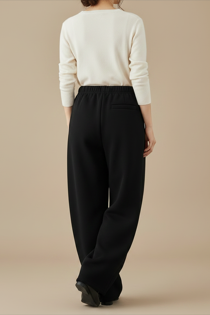 Pantalon Japonais Noir Ample Molletonné Décontracté Confortable - vue 2