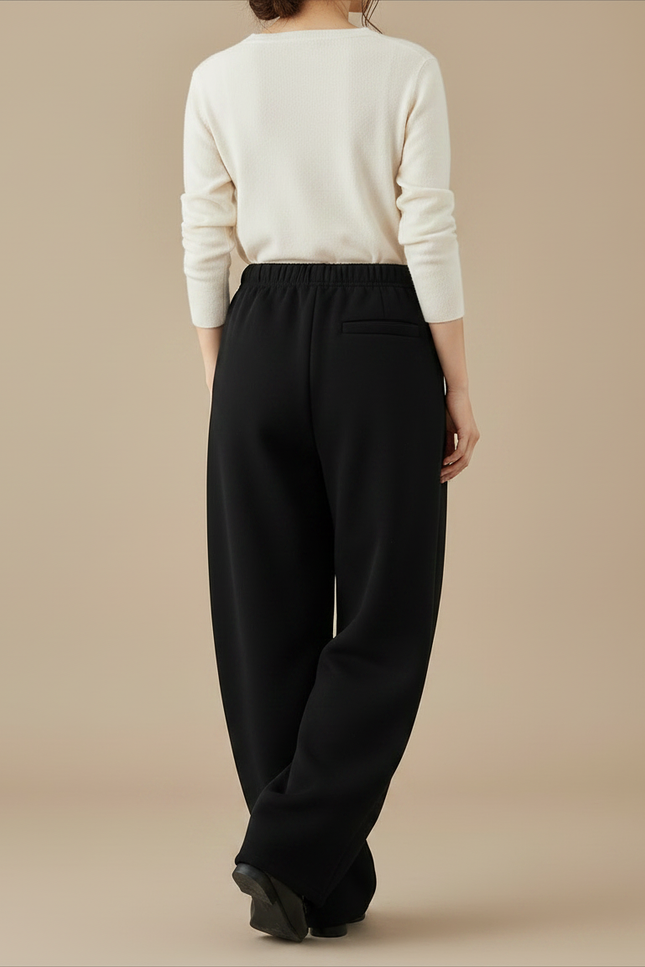 Pantalon Japonais Noir Ample Molletonné Décontracté Confortable - vue 2