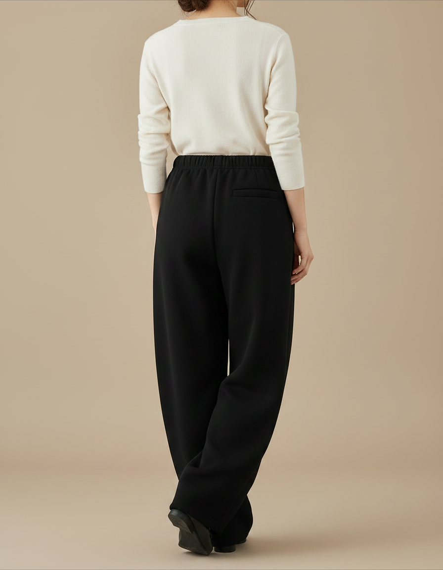 Pantalon Japonais Noir Ample Molletonné Décontracté Confortable - vue 2