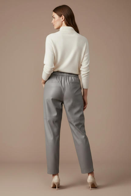 Pantalon Japonais Gris Cuir Ample Élastique Femme - vue 2