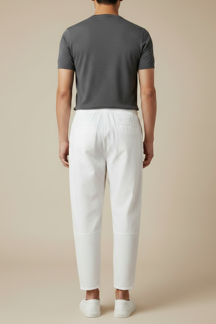 Pantalon Japonais Blanc Coton Ample Court Décontracté Homme - Lin - vue 2