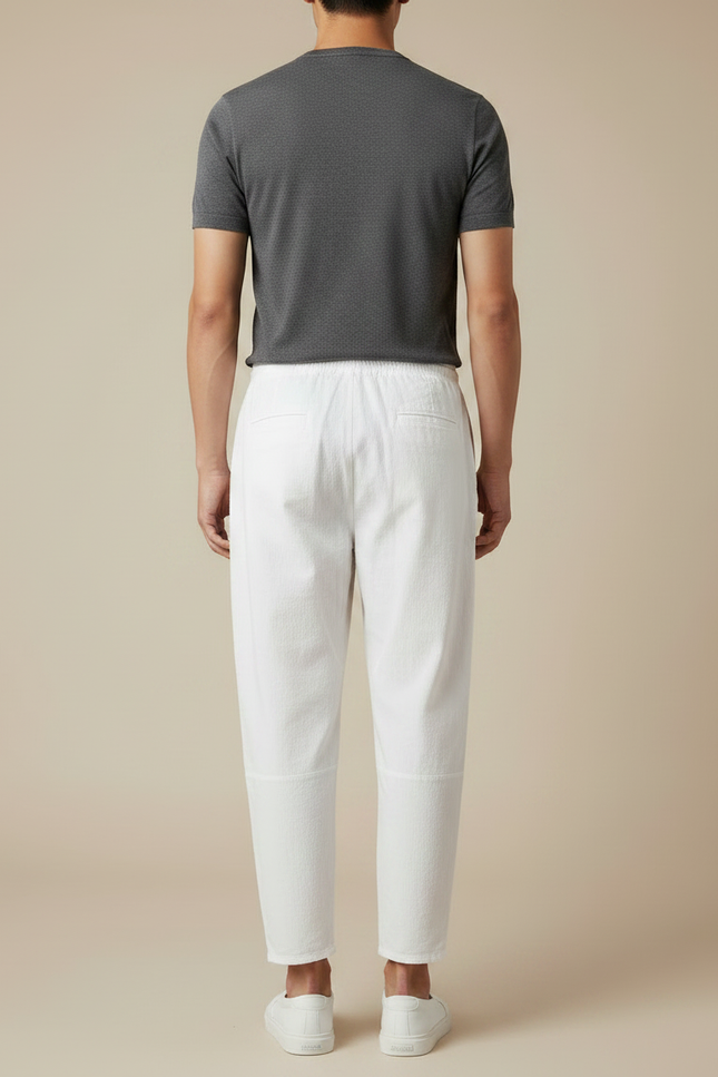 Pantalon Japonais Blanc Coton Ample Court Décontracté Homme - Lin - vue 2