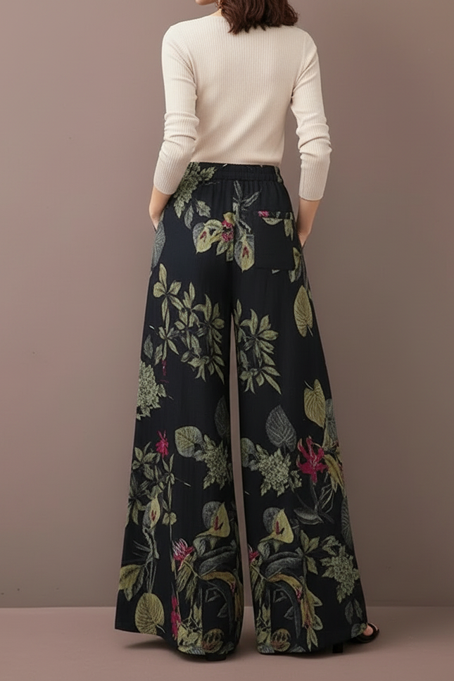Pantalon Japonais Fluide Ample Floral Bohème Femme - Imprimé Lin - vue 2