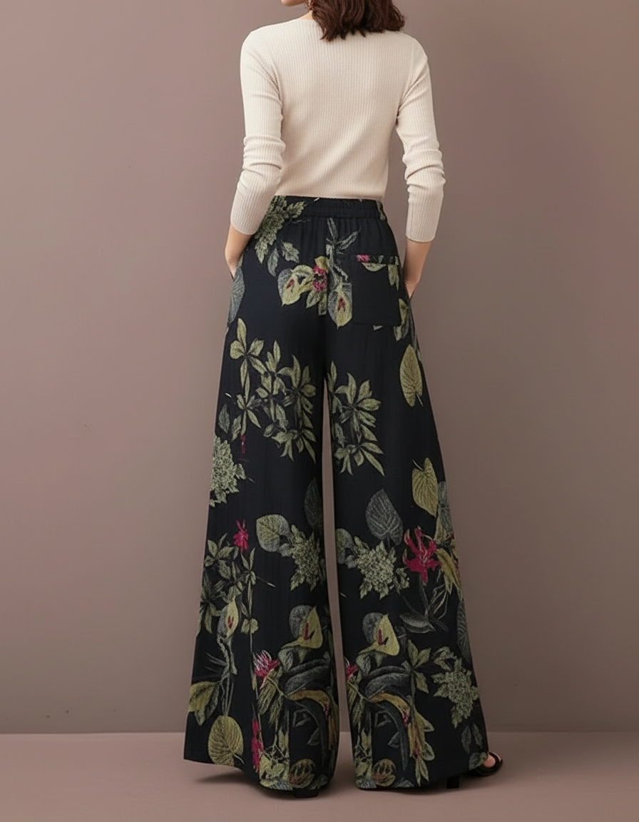 Pantalon Japonais Fluide Ample Floral Bohème Femme - Imprimé Lin - vue 2