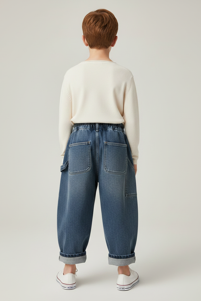 Pantalon Japonais Bleu Ample Denim Enfant Décontracté - Jean - vue 2