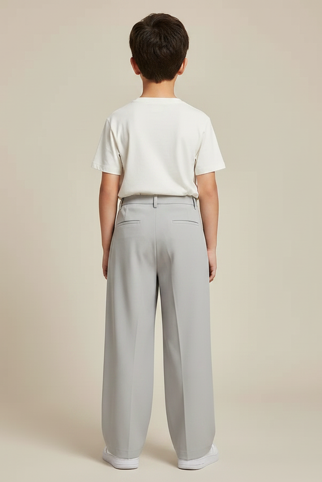 Pantalon Japonais Gris Ample Plissé Décontracté Enfant - Polyester - vue 2