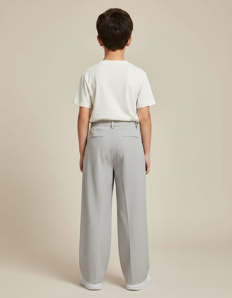 Pantalon Japonais Gris Ample Plissé Décontracté Enfant - Polyester - vue 2