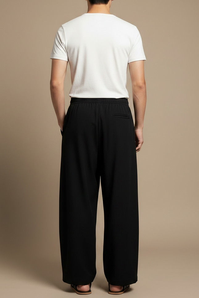 Pantalon Japonais Noir Ample Décontracté Homme - Viscose - vue 2