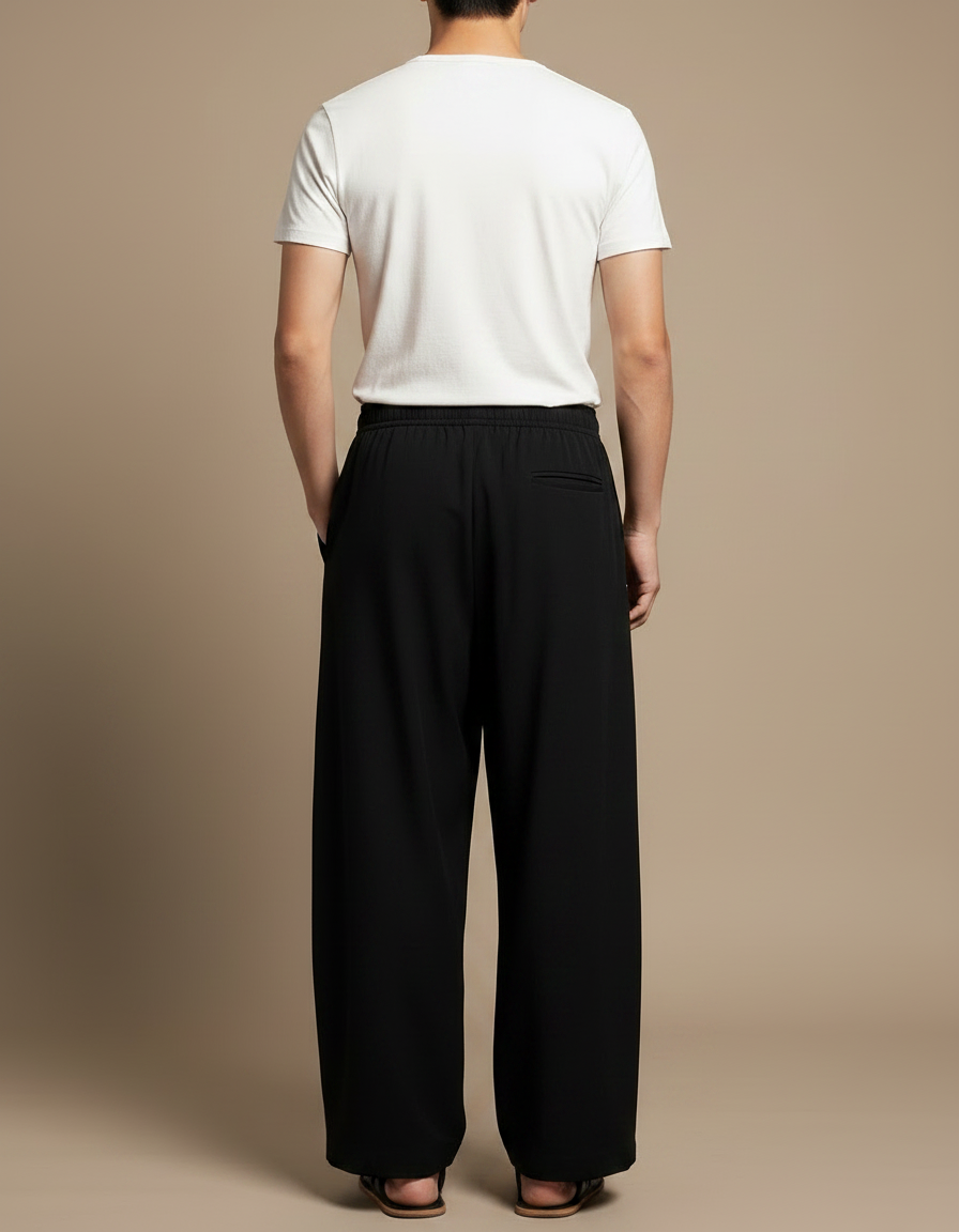 Pantalon Japonais Noir Ample Décontracté Homme - Viscose - vue 2