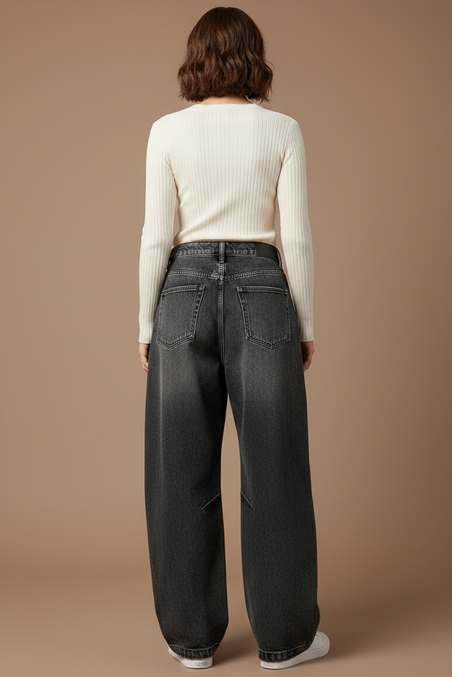 Pantalon Japonais Noir Délavé Ample Déchiré Cargo - Jean - vue 2