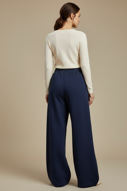 Pantalon Japonais Large Bleu Marine Molleton Dandelion - vue 2