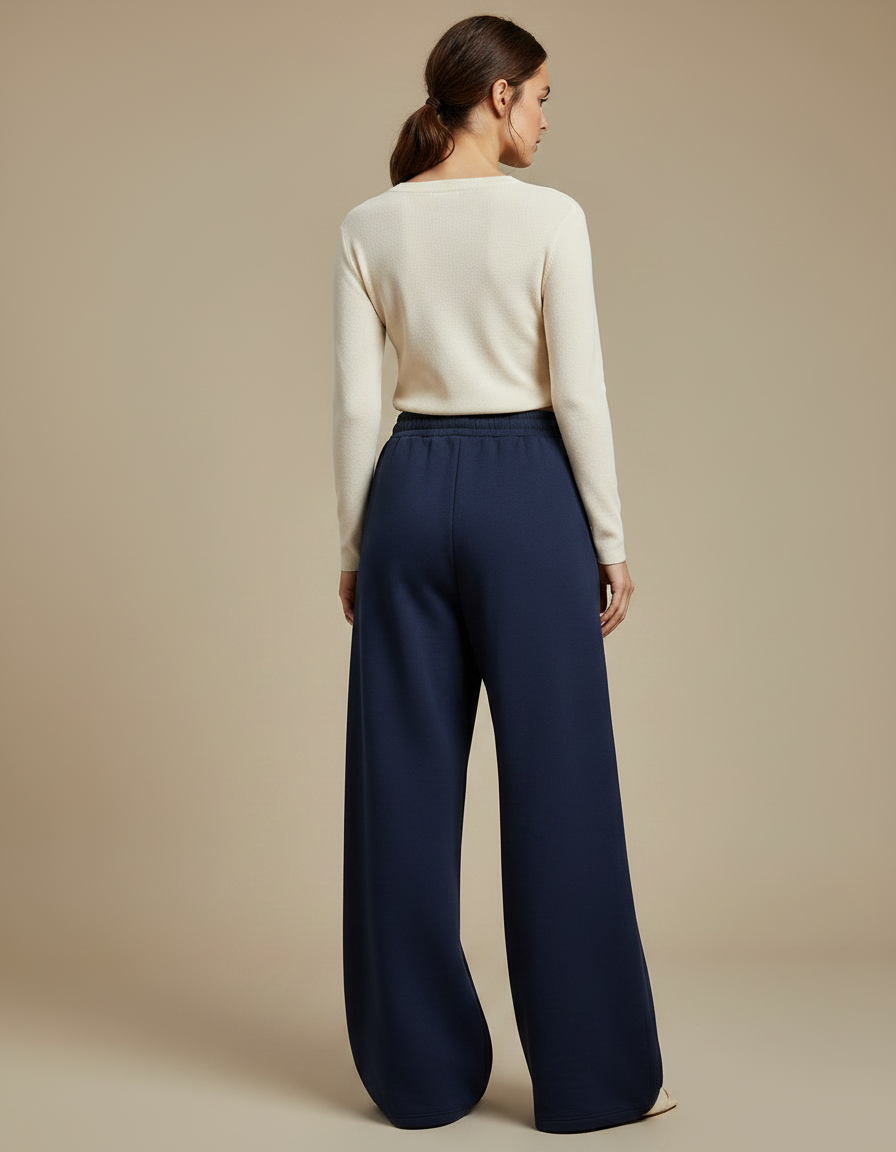 Pantalon Japonais Large Bleu Marine Molleton Dandelion - vue 2