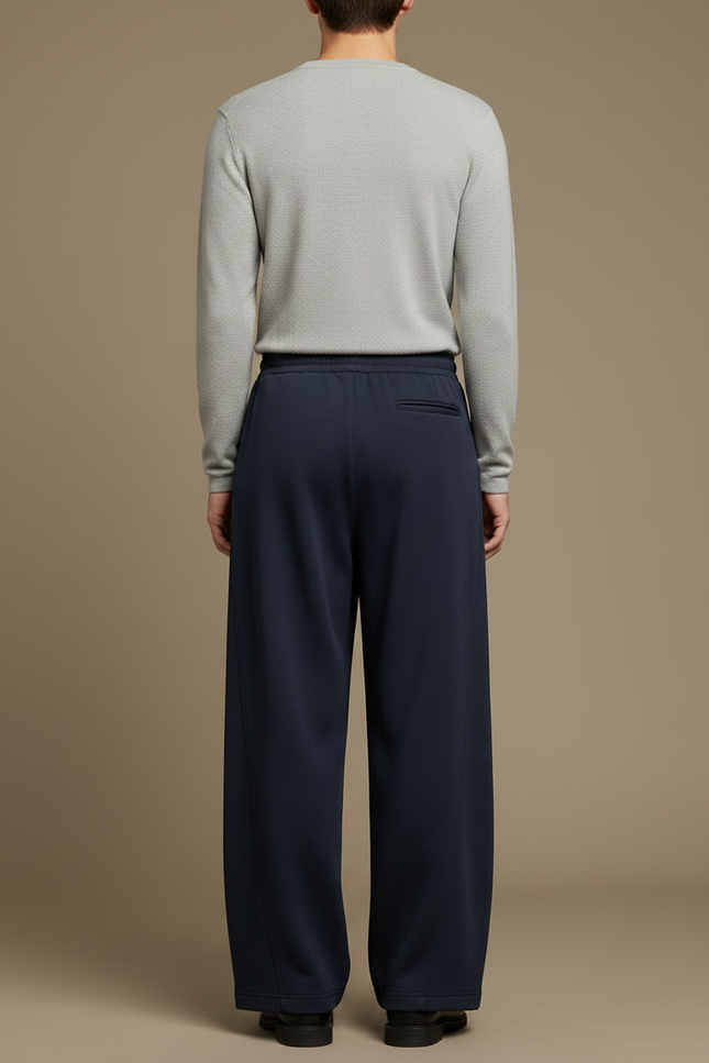 Pantalon Japonais Large Bleu Marine Ample Décontracté - Molleton - vue 2