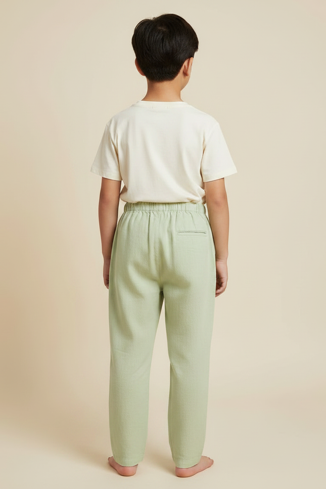 Pantalon Japonais Vert Ample Coton Confortable Enfant - Lin - vue 2