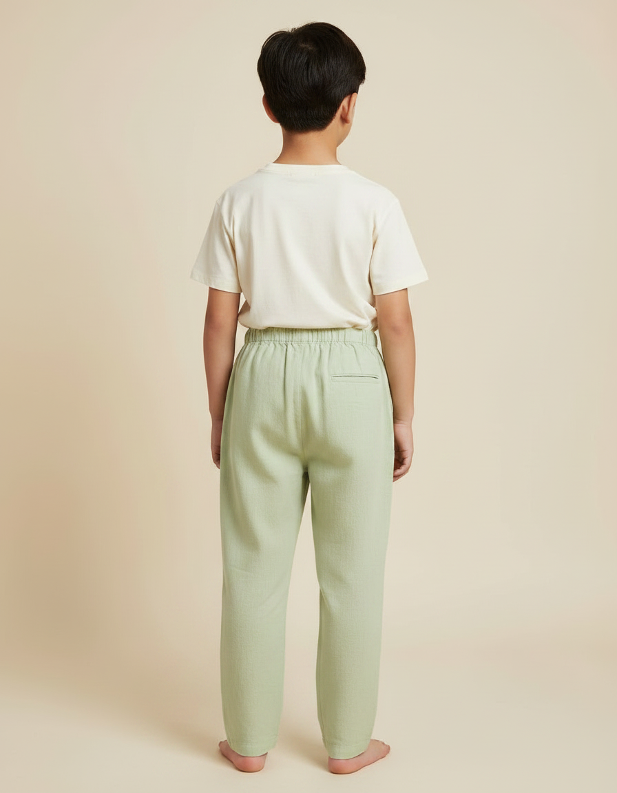 Pantalon Japonais Vert Ample Coton Confortable Enfant - Lin - vue 2