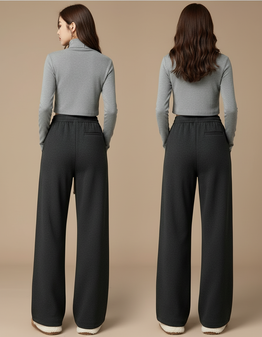 Pantalon Japonais Gris Anthracite Ample Velours Doublé Cordon - vue 2