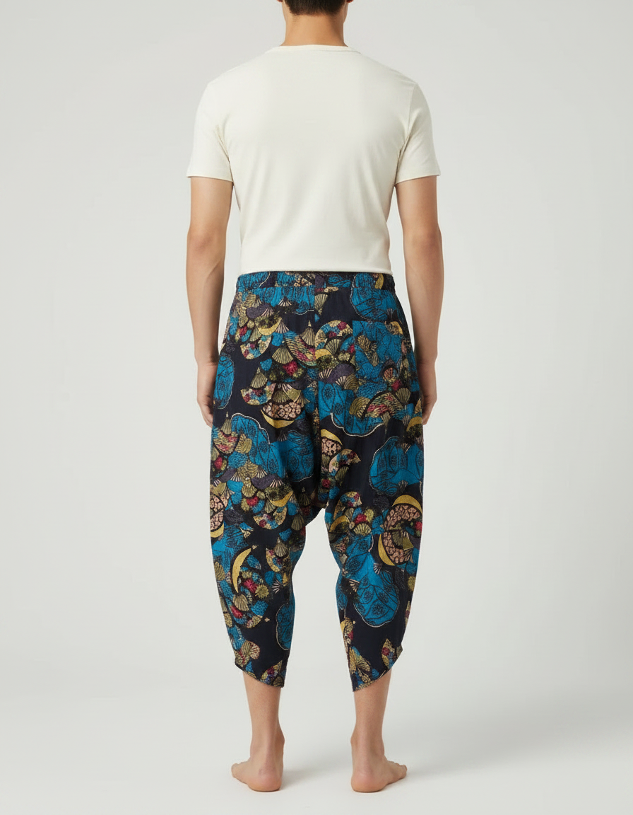 Pantalon Japonais Sarouel Imprimé Éléphants Ample Coton Homme - vue 2