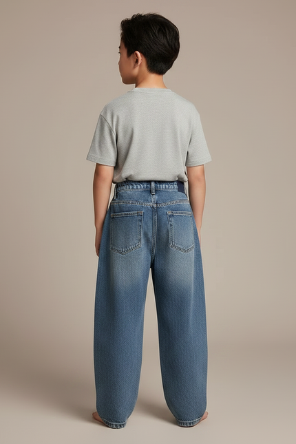 Pantalon Japonais Denim Ample Bleu Décontracté Garçon - Jean - vue 2