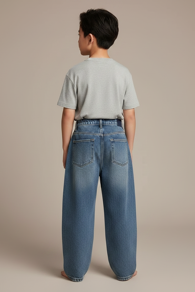 Pantalon Japonais Denim Ample Bleu Décontracté Garçon - Jean - vue 2