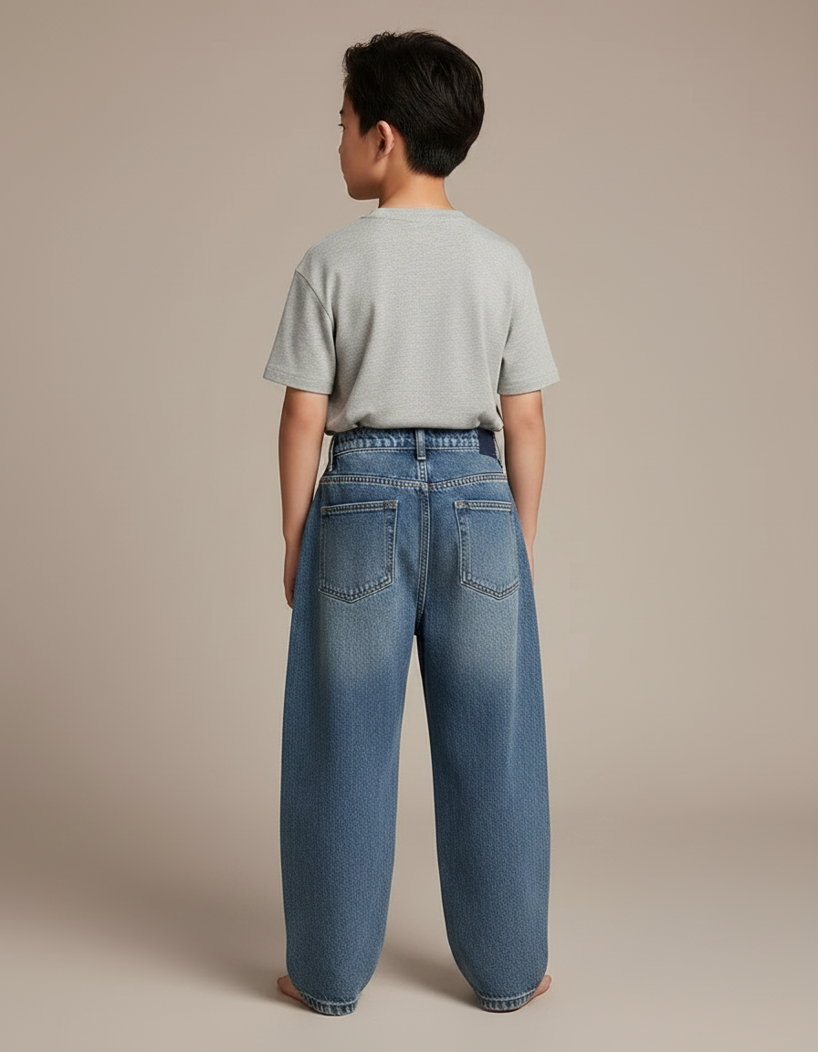 Pantalon Japonais Denim Ample Bleu Décontracté Garçon - Jean - vue 2