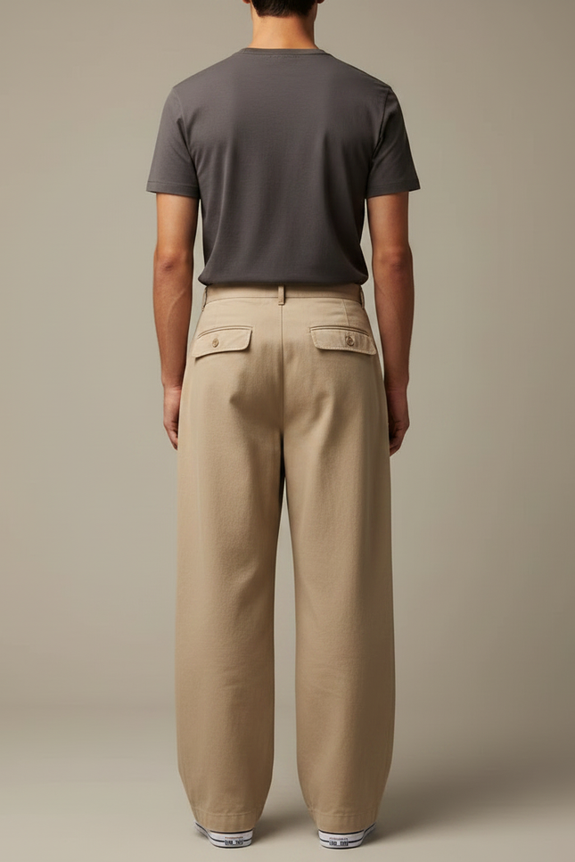 Pantalon Japonais Beige Ample Coton Homme Décontracté - vue 2