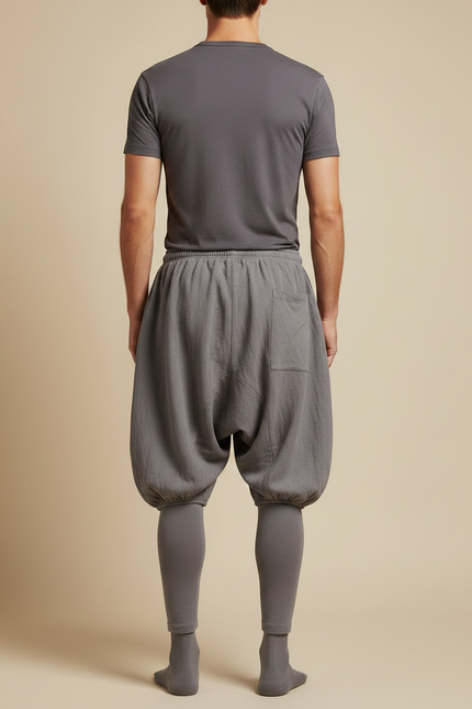 Pantalon Japonais Gris Ample Coton Bouffant Homme - vue 2