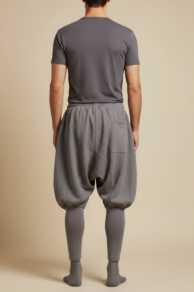 Pantalon Japonais Gris Ample Coton Bouffant Homme - vue 2