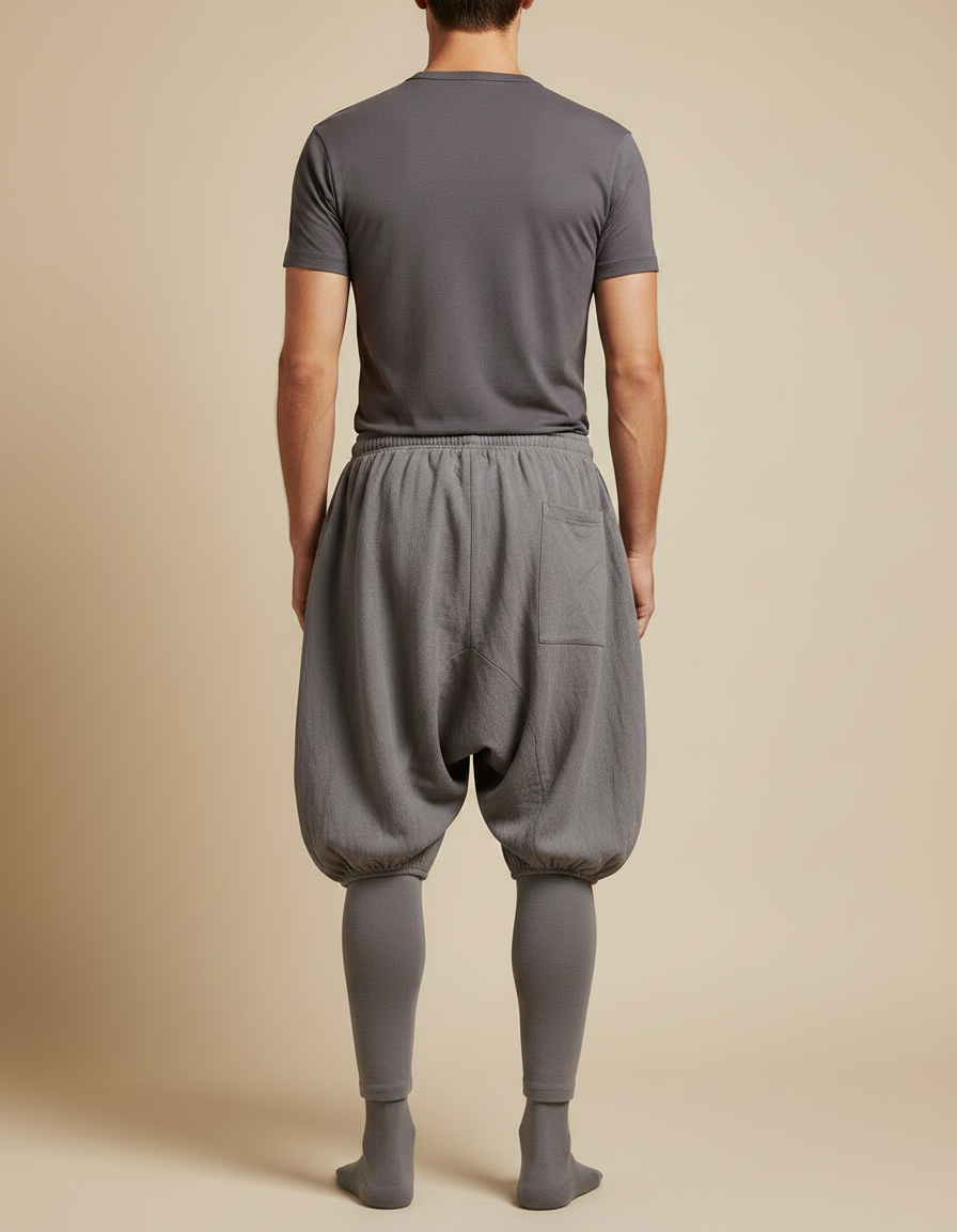 Pantalon Japonais Gris Ample Coton Bouffant Homme - vue 2
