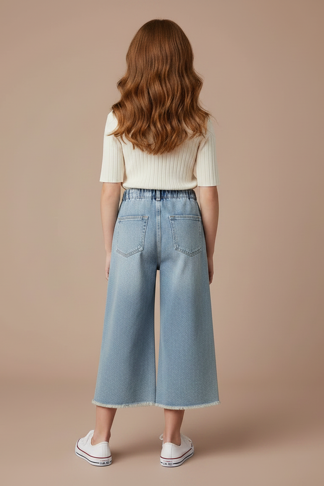 Pantalon Japonais Denim Bleu Ample Fille Décontracté - Jean - vue 2